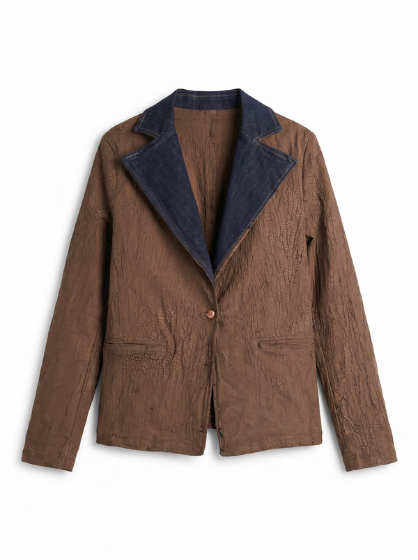 Giacca Lily in denim crackle moro