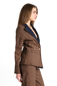 Giacca Lily in denim crackle moro