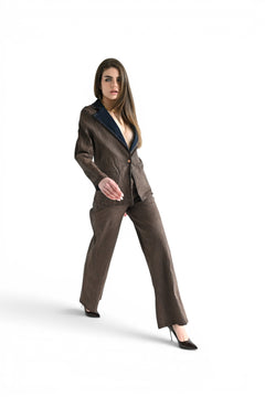 Giacca Lily in denim crackle moro