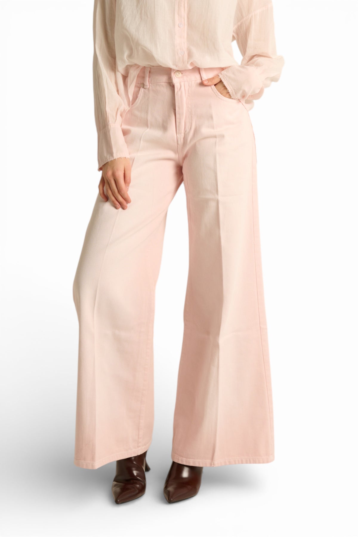 Pantaloni Anne wide leg in drill fermo spraywash