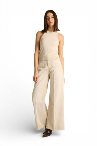 Pantaloni Anne wide leg in drill fermo spraywash