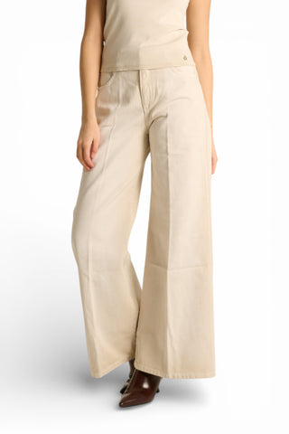 Pantaloni Anne wide leg in drill fermo spraywash