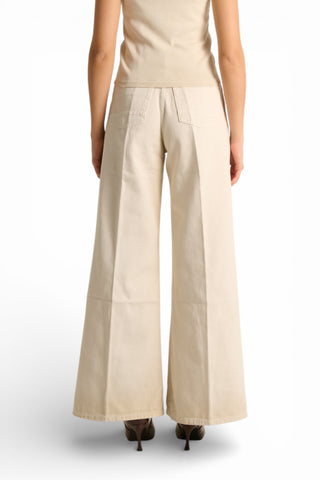 Pantaloni Anne wide leg in drill fermo spraywash