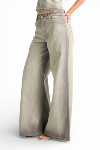 Pantaloni Anne wide leg in drill fermo spraywash