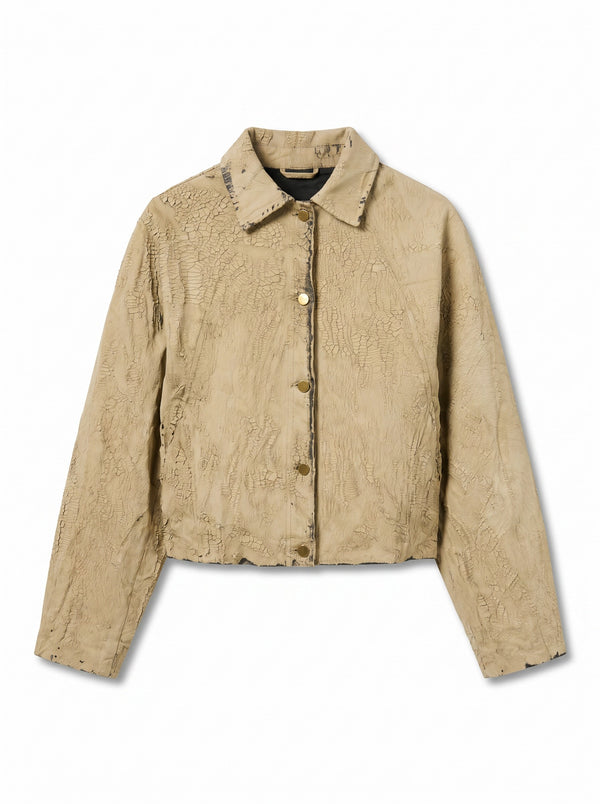 Bomber Jimmy oversize in denim crackle beige