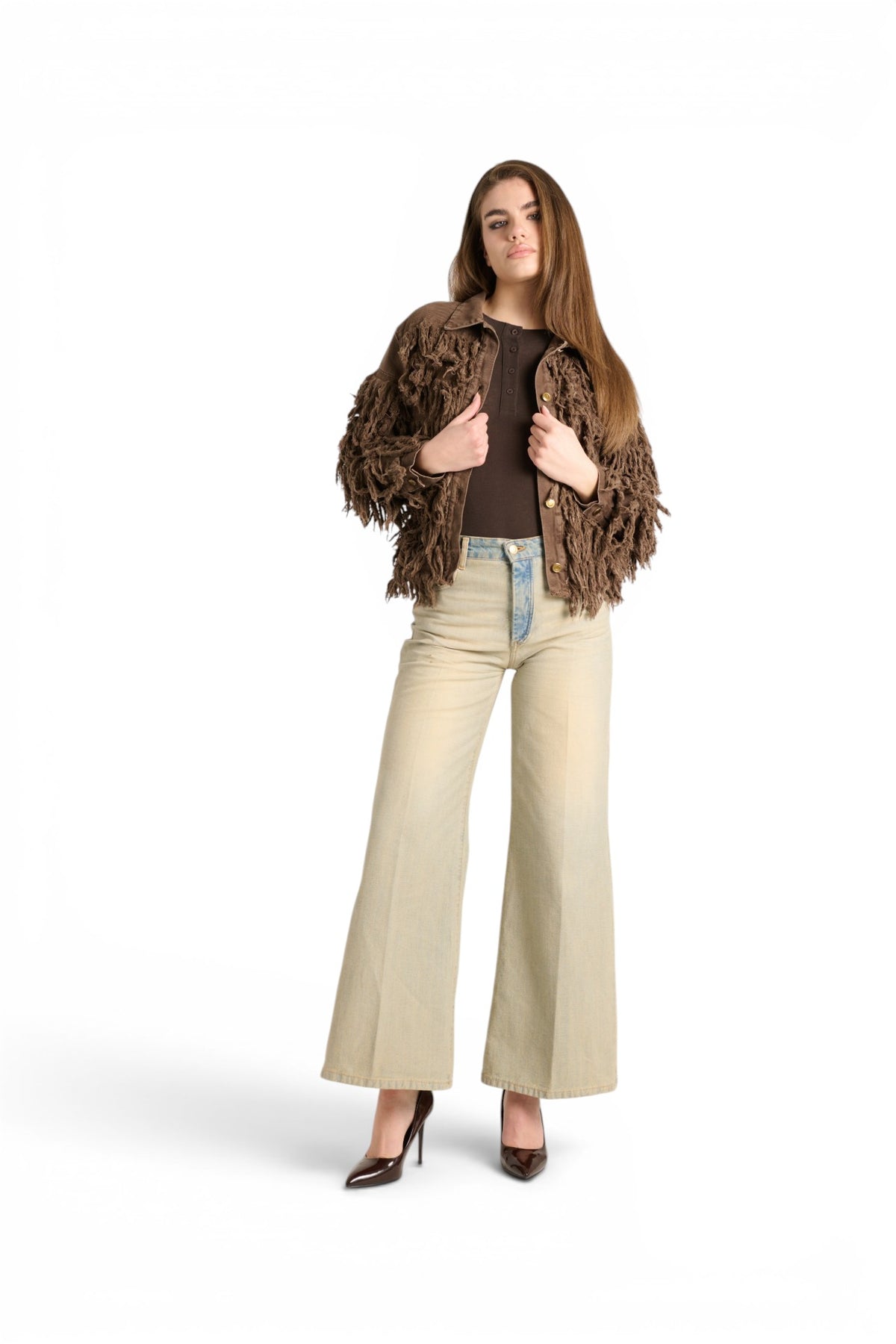 Anne wide leg jeans with inside out used wash