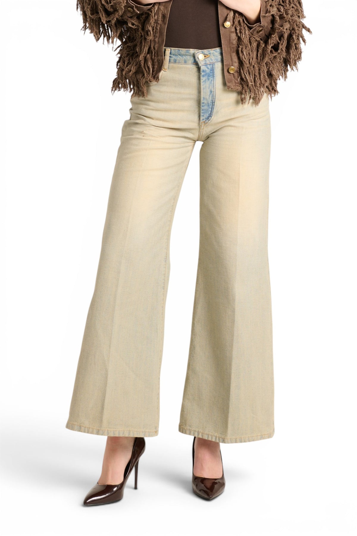 Anne wide leg jeans with inside out used wash