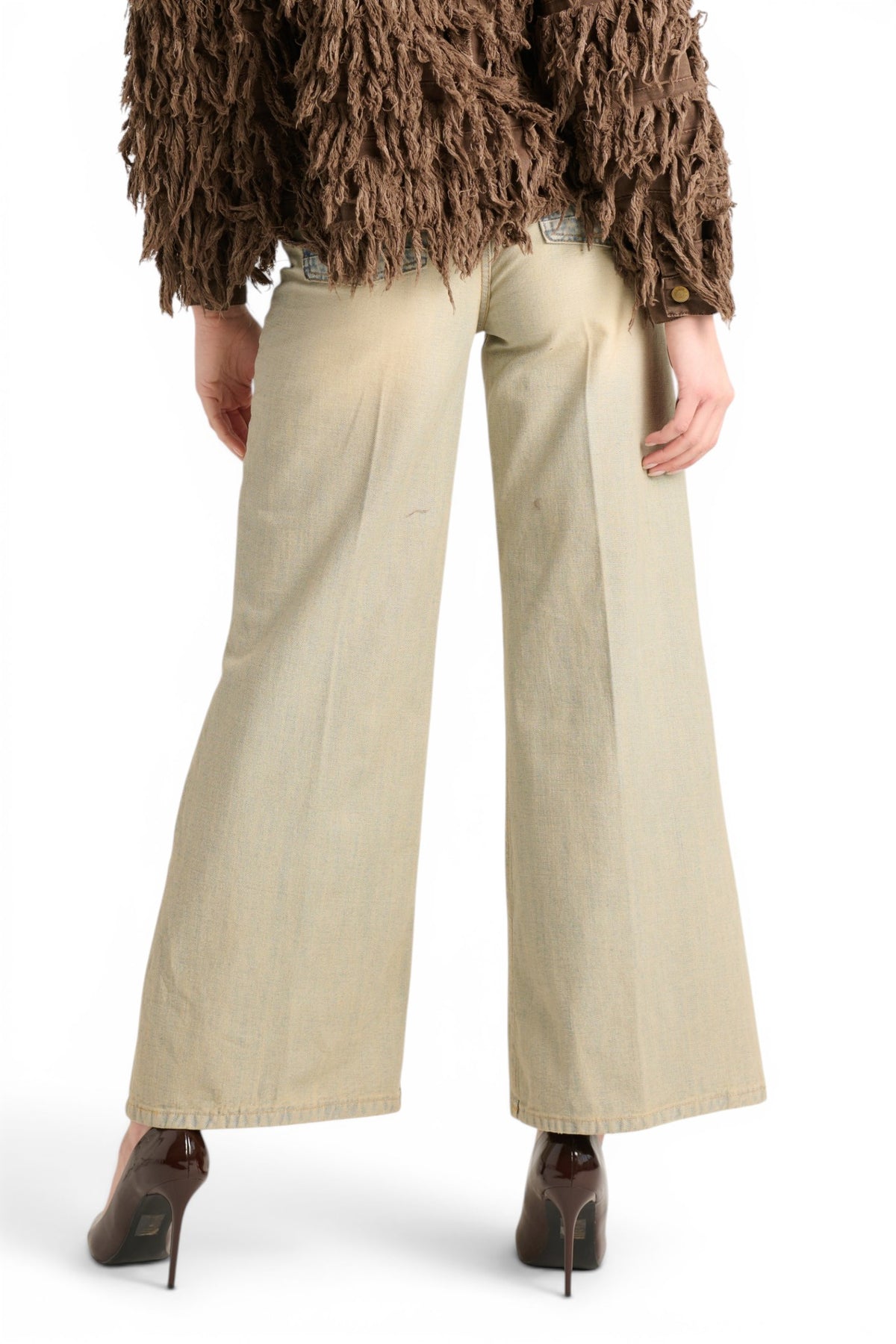 Anne wide leg jeans with inside out used wash