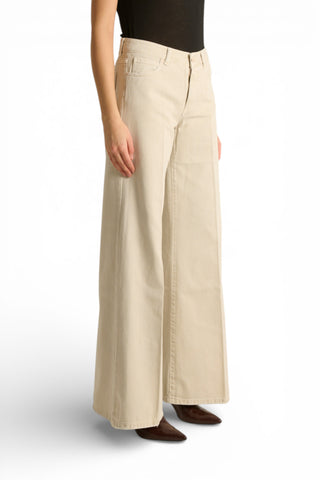 Pantaloni Brenda wide leg in drill fermo con trattamenti denim