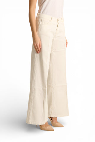 Pantaloni Brenda wide leg in drill fermo con trattamenti denim