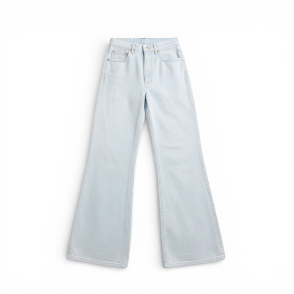 Pantaloni Brenda wide leg in drill fermo con trattamenti denim