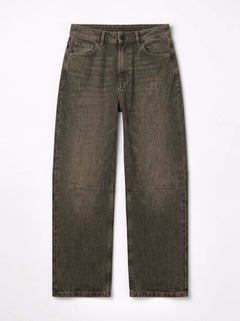 Jeans Amabel barrel in denim nero cioccolato