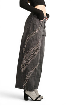 Dakota barrel wide leg jeans in black denim with rhinestones