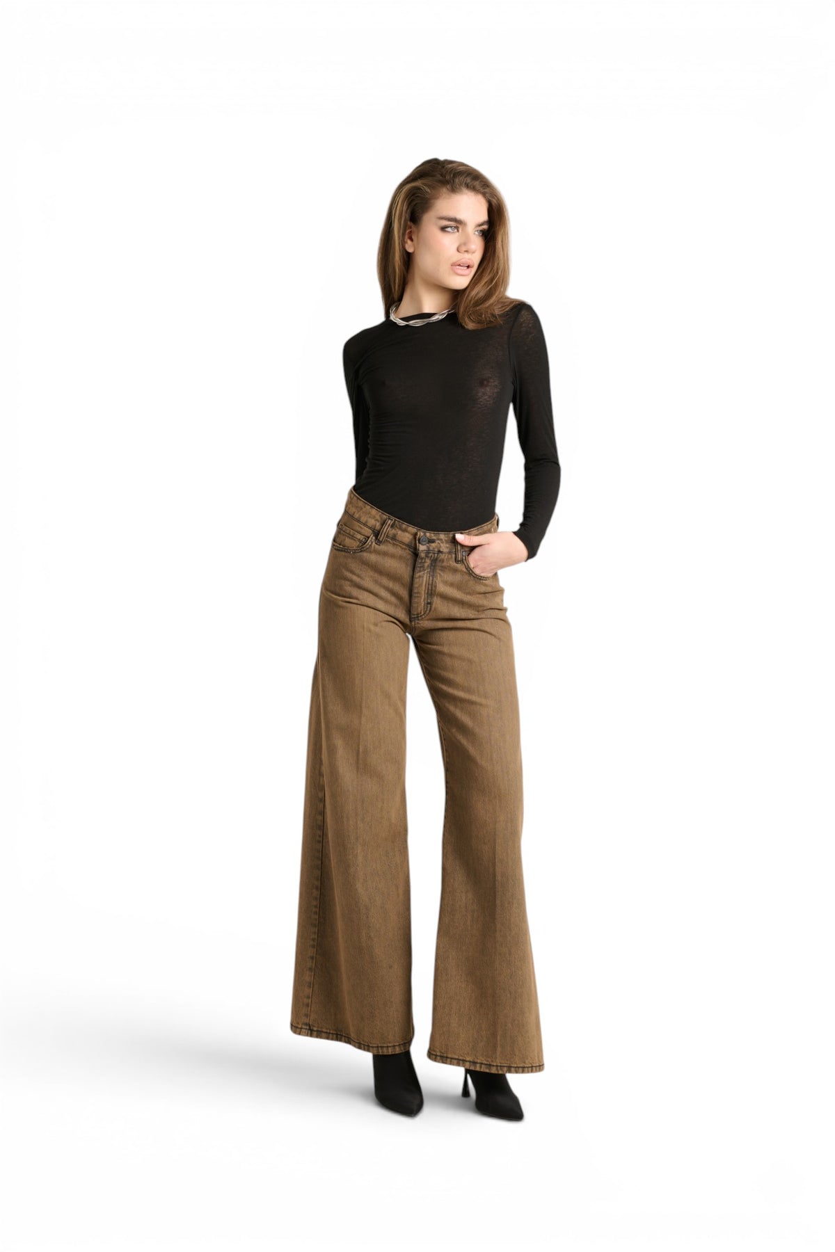 Jeans Brenda wide leg in denim ruggine used