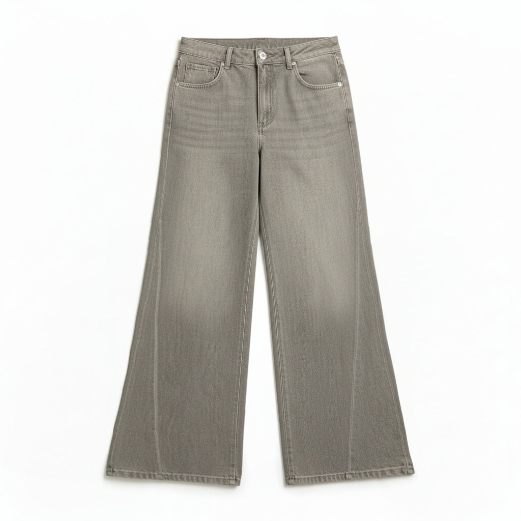 Jeans Chloe wide leg in denim grigio slegato