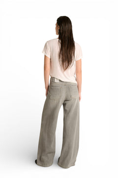 Jeans Chloe wide leg in denim grigio slegato