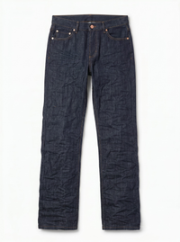 Jeans Bryana straight leg in denim raw effetto wrinkled