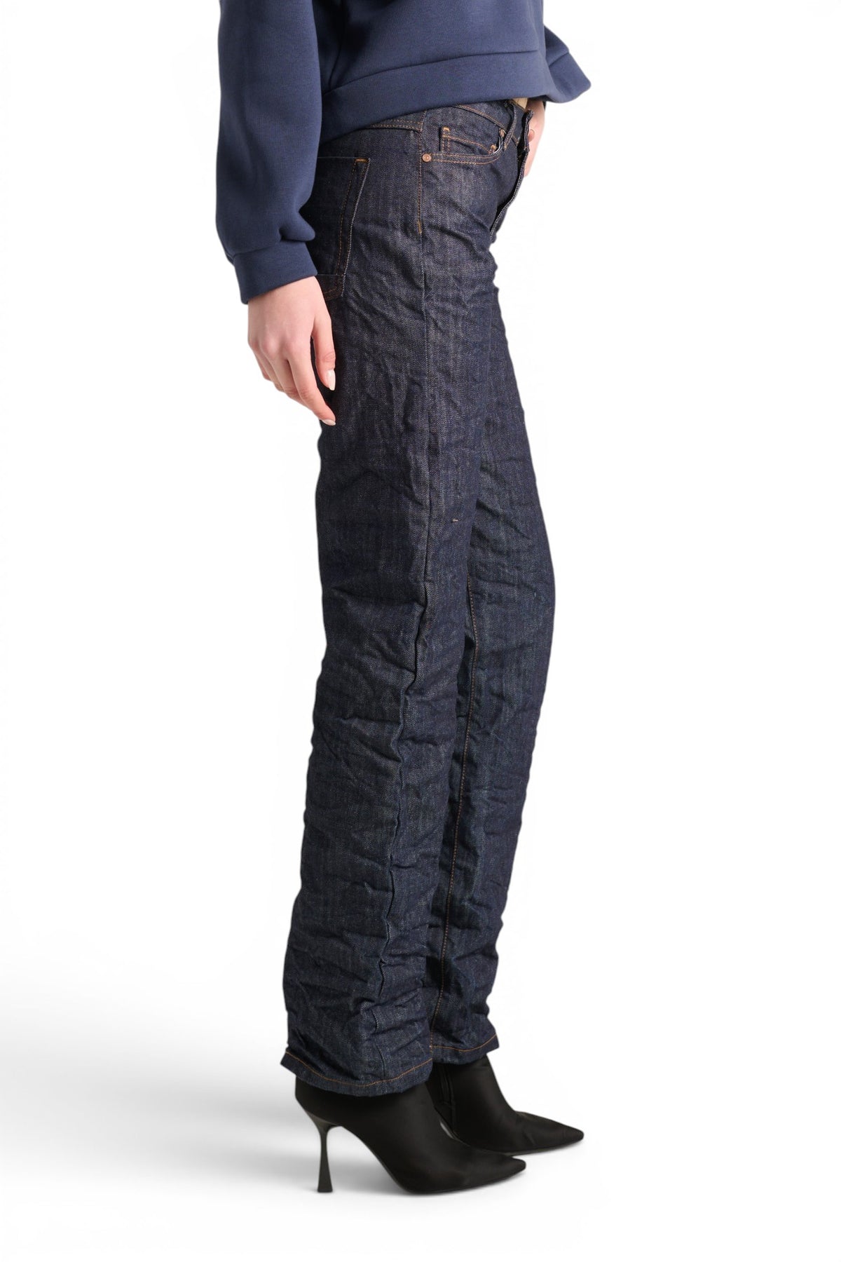 Bryana straight leg jeans in raw wrinkled-effect denim