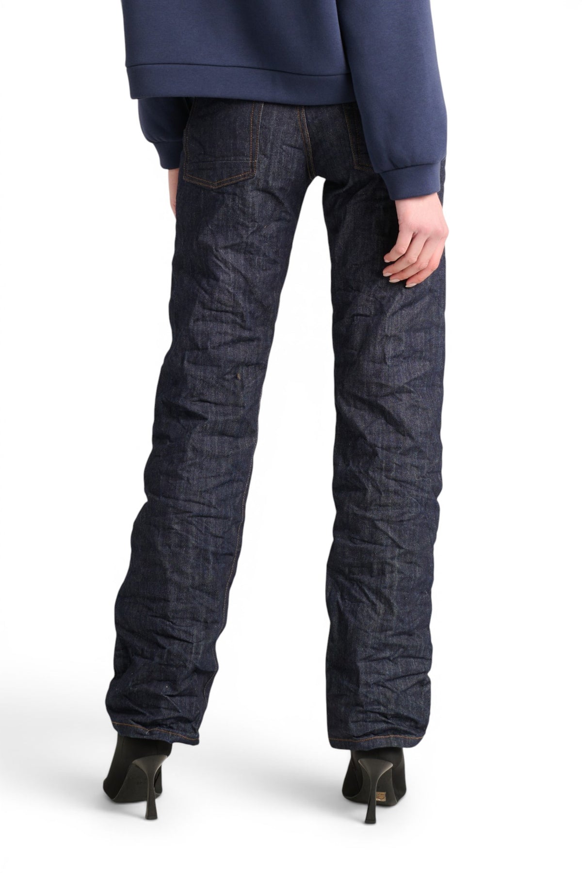 Bryana straight leg jeans in raw wrinkled-effect denim