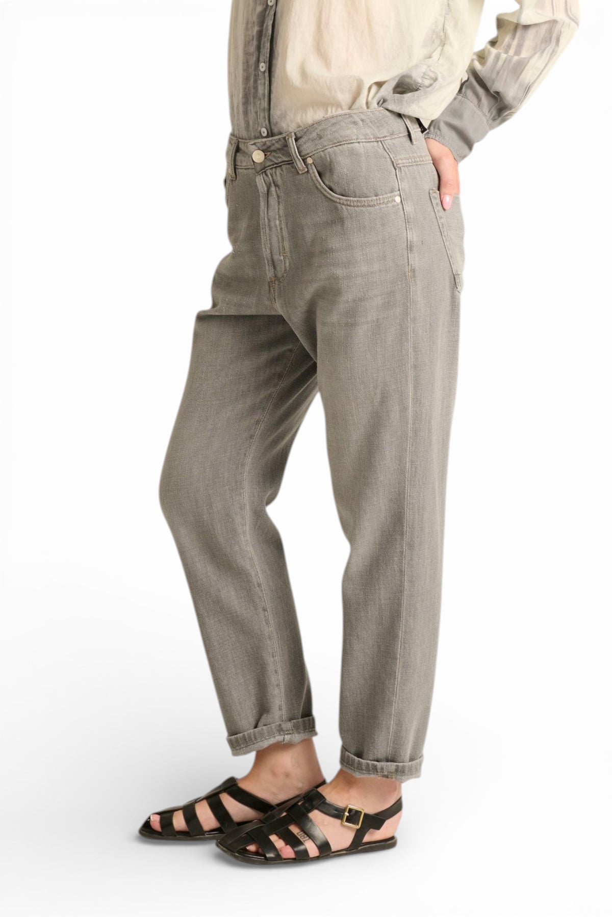Jeans Abby relaxed in denim grigio slegato