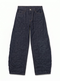 Ashley barrel jeans in raw wrinkled-effect denim