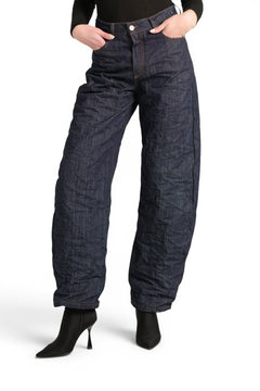 Ashley barrel jeans in raw wrinkled-effect denim