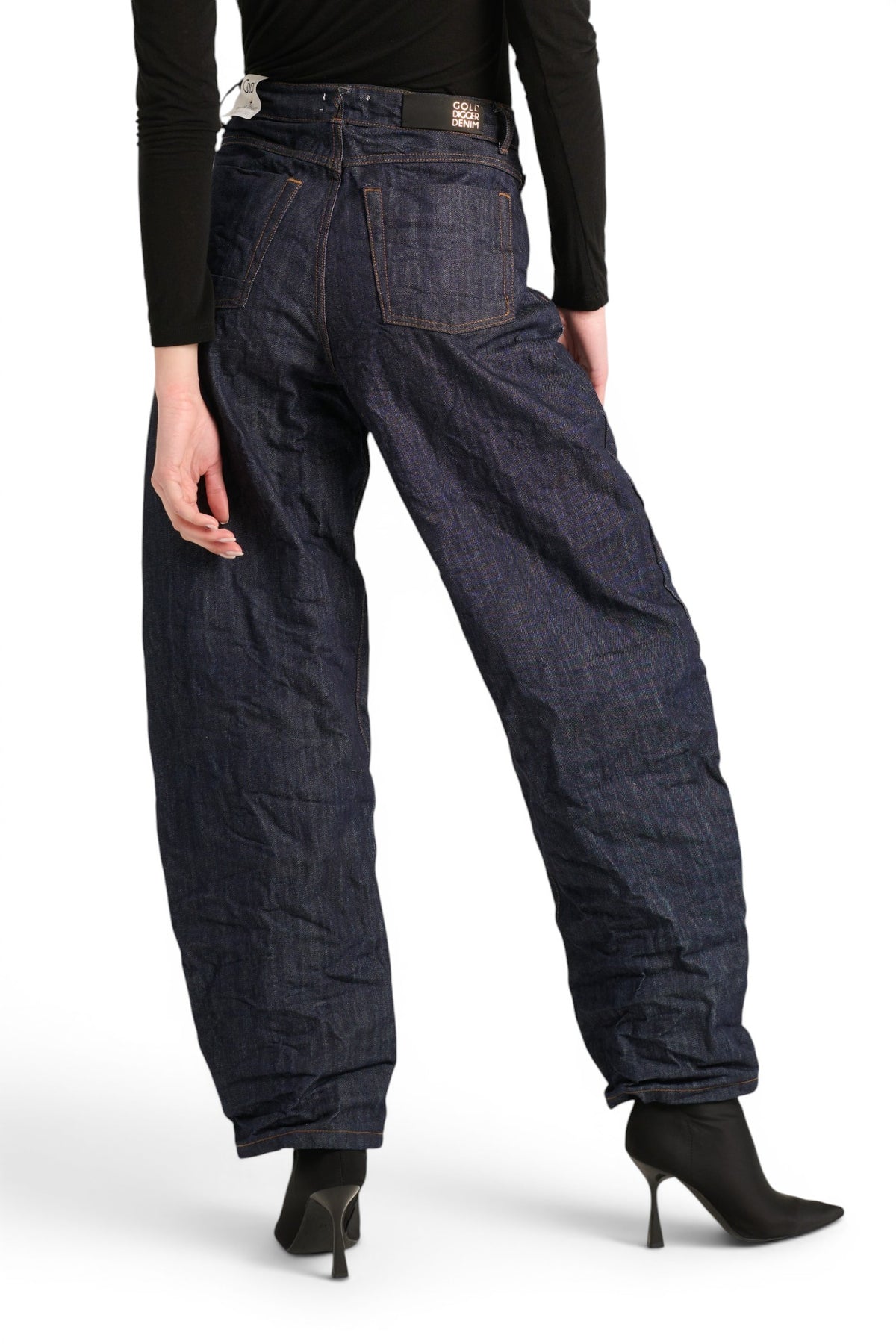 Ashley barrel jeans in raw wrinkled-effect denim