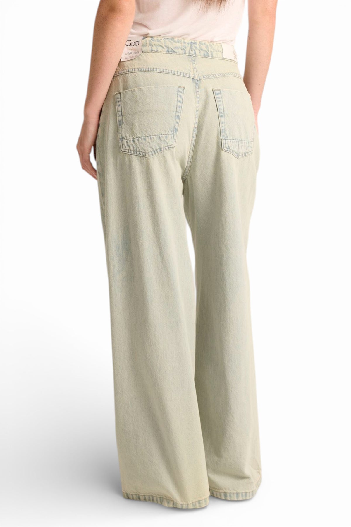 Jeans Diana straight wide leg con coulisse in denim slegato