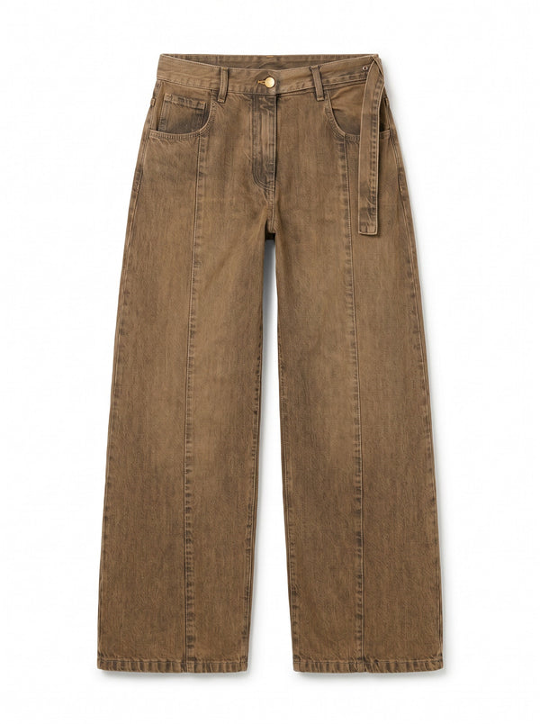 Jeans Bunny barrel con fusciacca in denim ruggine