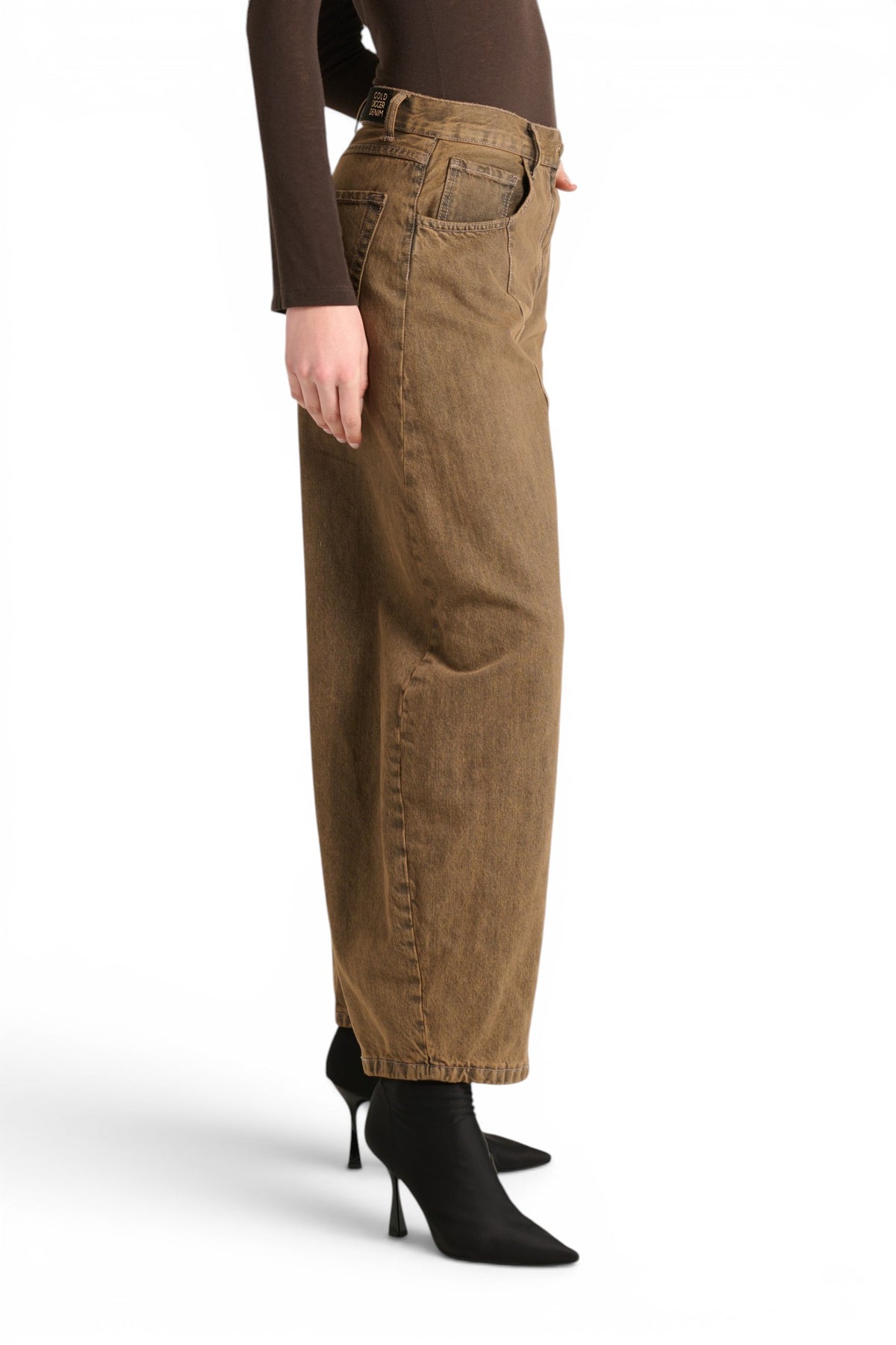Jeans Bunny barrel con fusciacca in denim ruggine