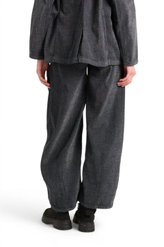 Jeans Anais barrel in denim floccato in trama