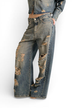 Jeans Ben oversize straight in denim fermo destroyed
