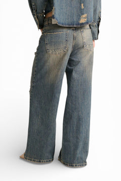 Jeans Ben oversize straight in denim fermo destroyed