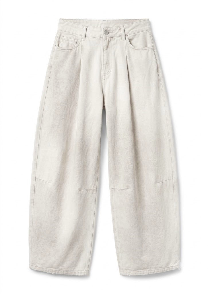 Pantaloni Dany barrel con pinces in drill spray color