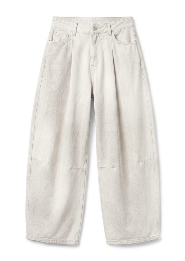 Pantaloni Dany barrel con pinces in drill spray color