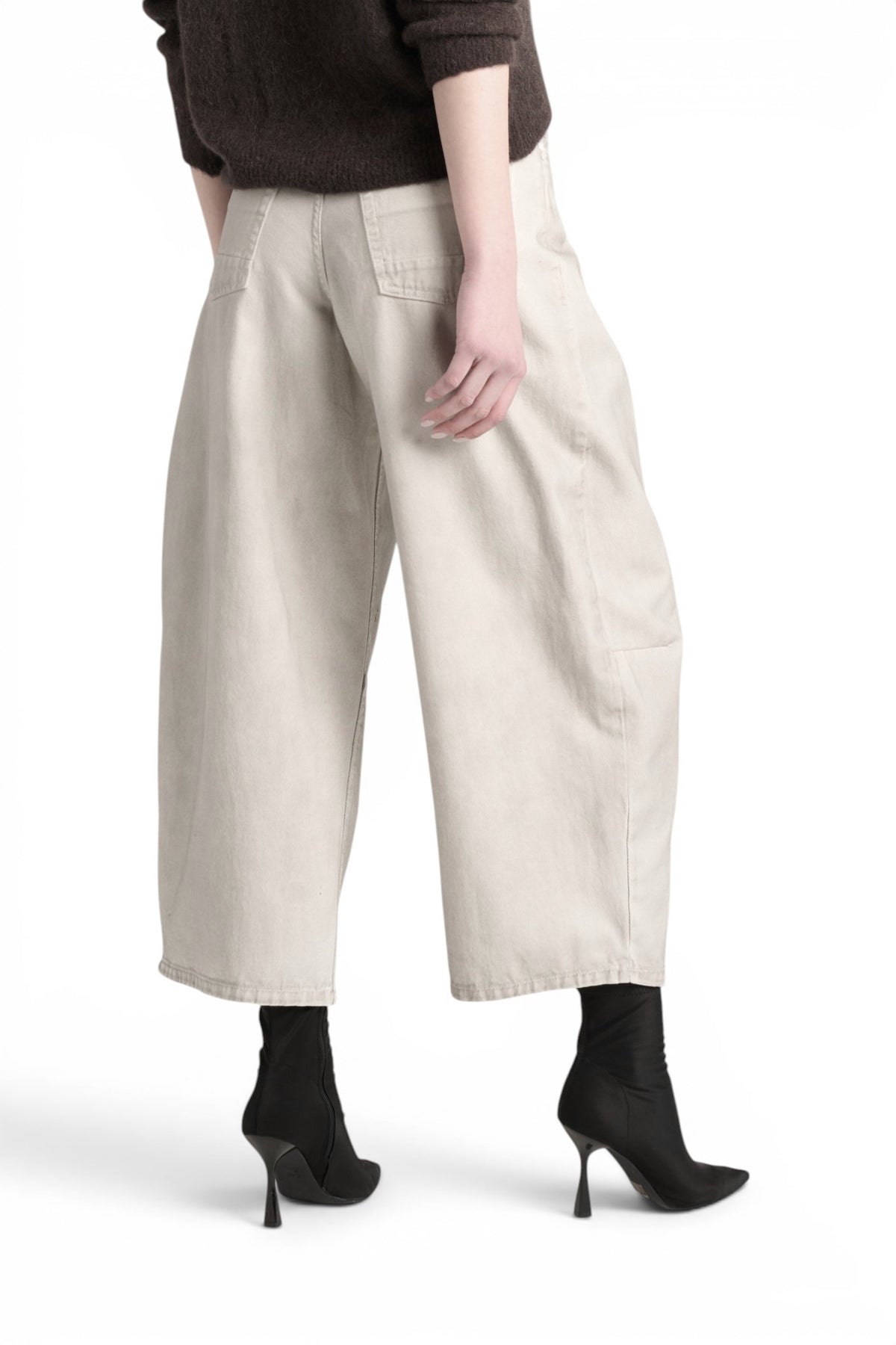 Pantaloni Dany barrel con pinces in drill spray color