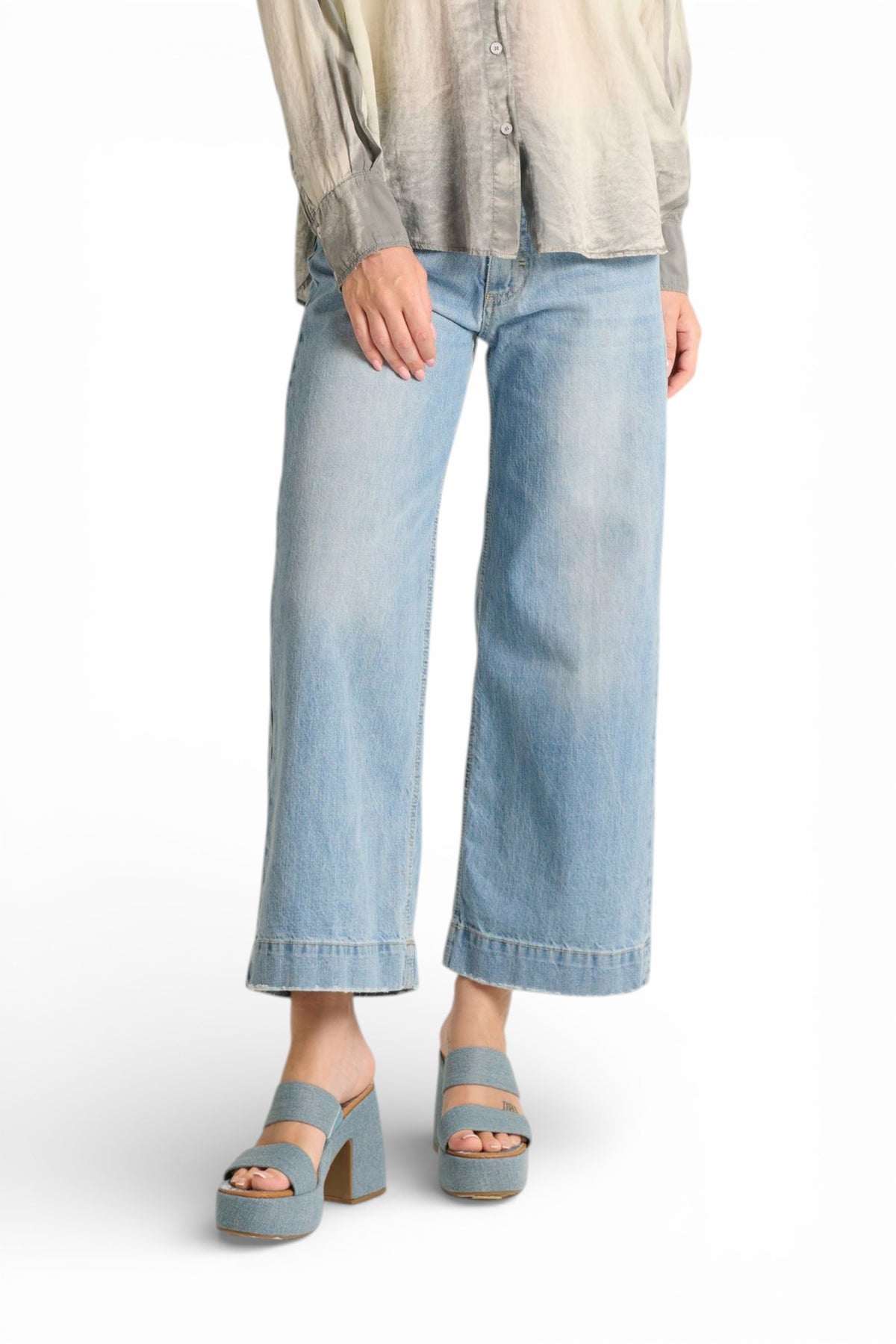 Jeans Chica wide leg cropped in denim fermo
