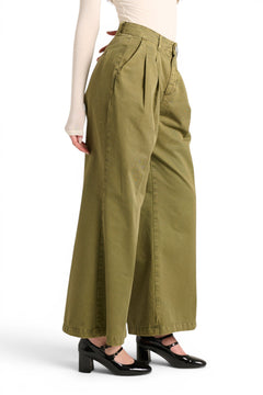 Pantaloni Jina palazzo wide leg in gabardin doppio ritorto