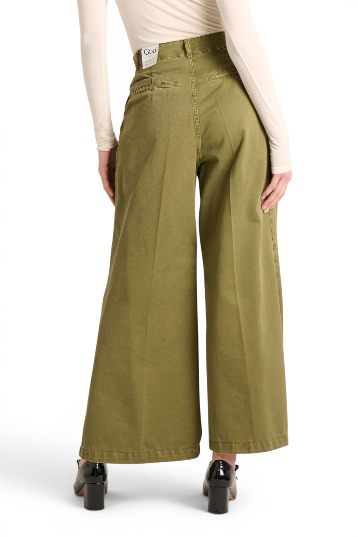 Pantaloni Jina palazzo wide leg in gabardin doppio ritorto