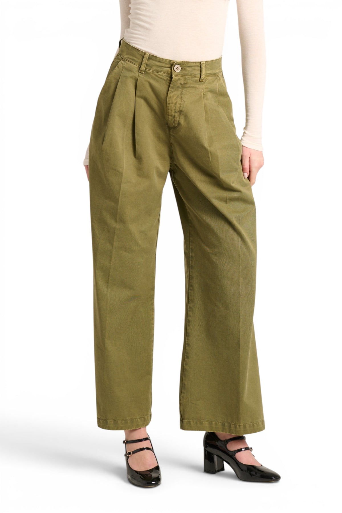 Pantaloni Jina palazzo wide leg in gabardin doppio ritorto