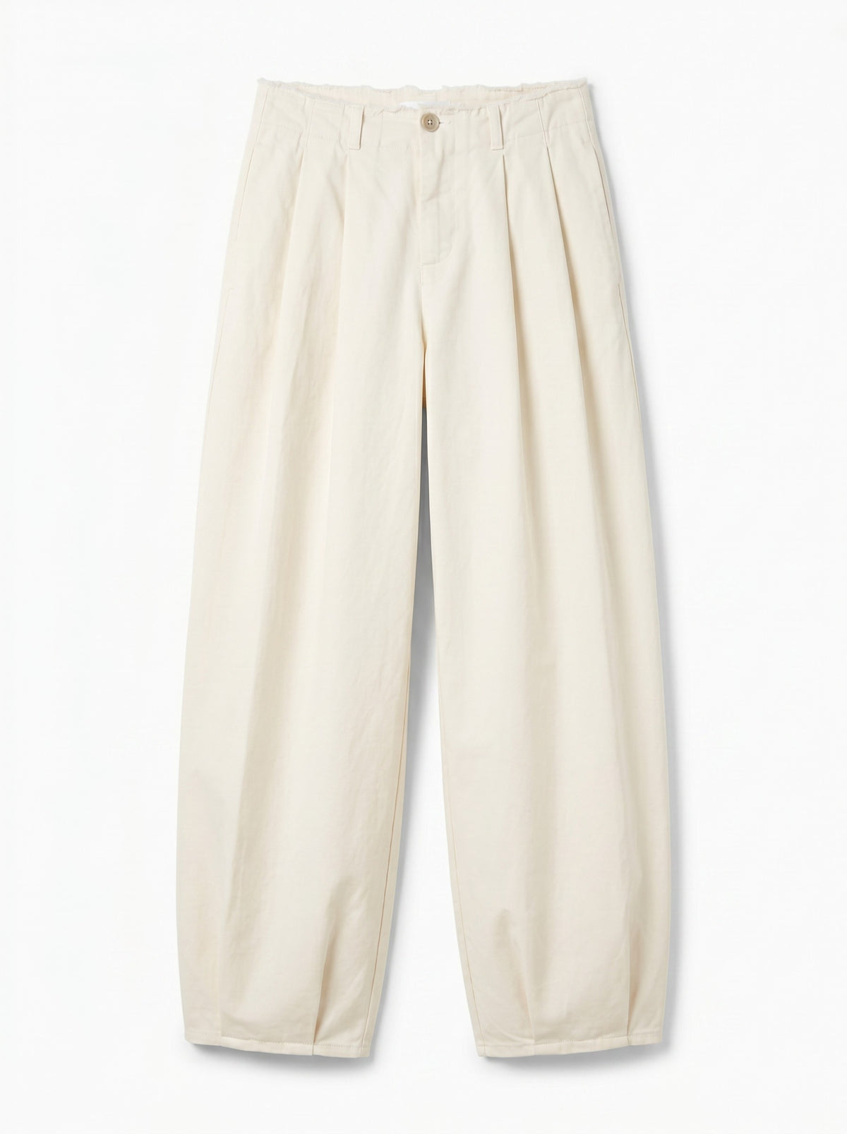 Judo barrel trousers in gabardine with fringed bustier