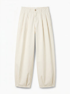 Judo barrel trousers in gabardine with fringed bustier