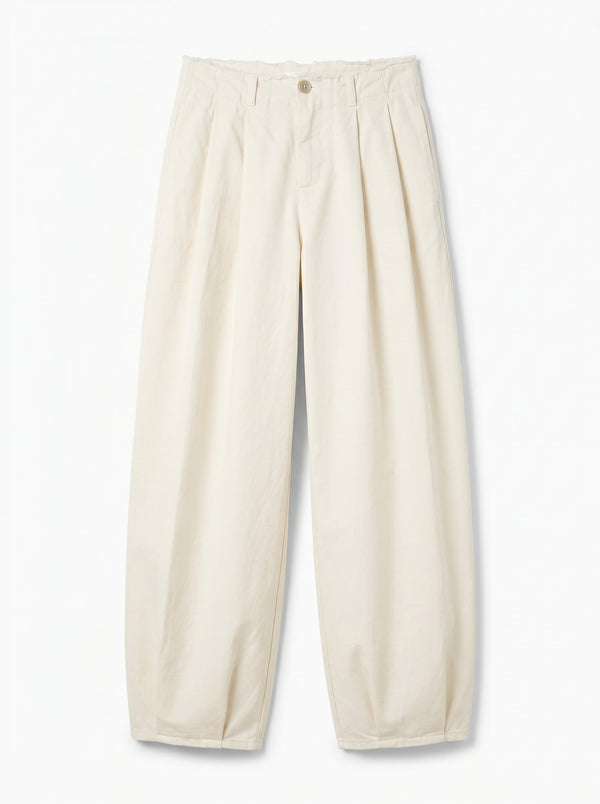 Judo barrel trousers in gabardine with fringed bustier