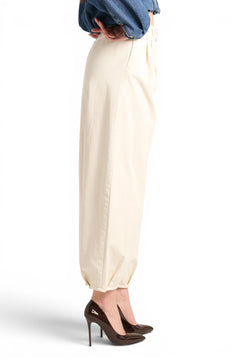 Judo barrel trousers in gabardine with fringed bustier