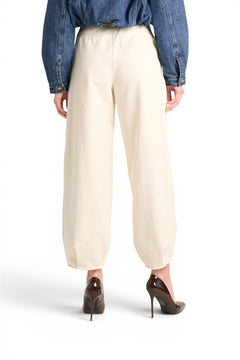 Judo barrel trousers in gabardine with fringed bustier