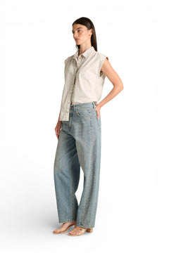 Jeans Anya eggfit con esplosione strass laterale