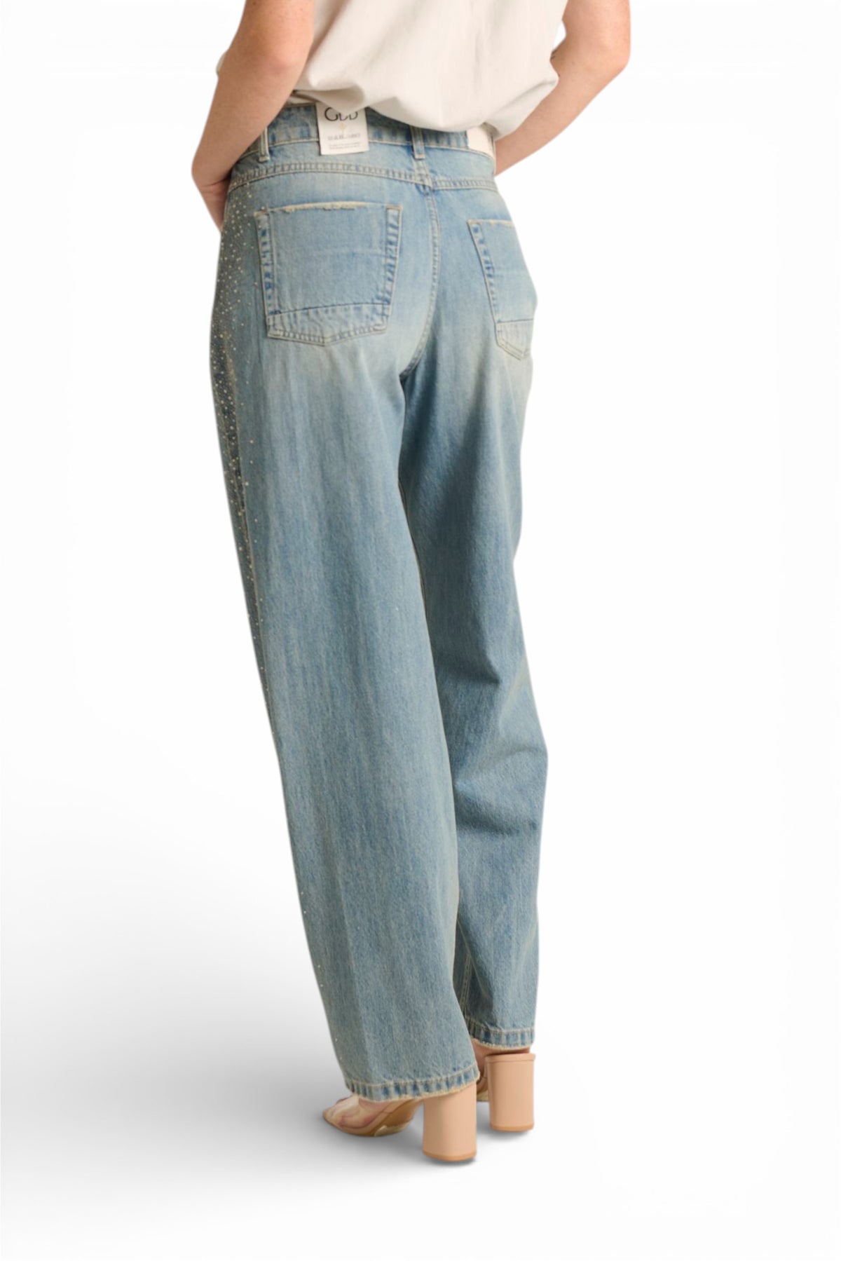 Jeans Anya eggfit con esplosione strass laterale