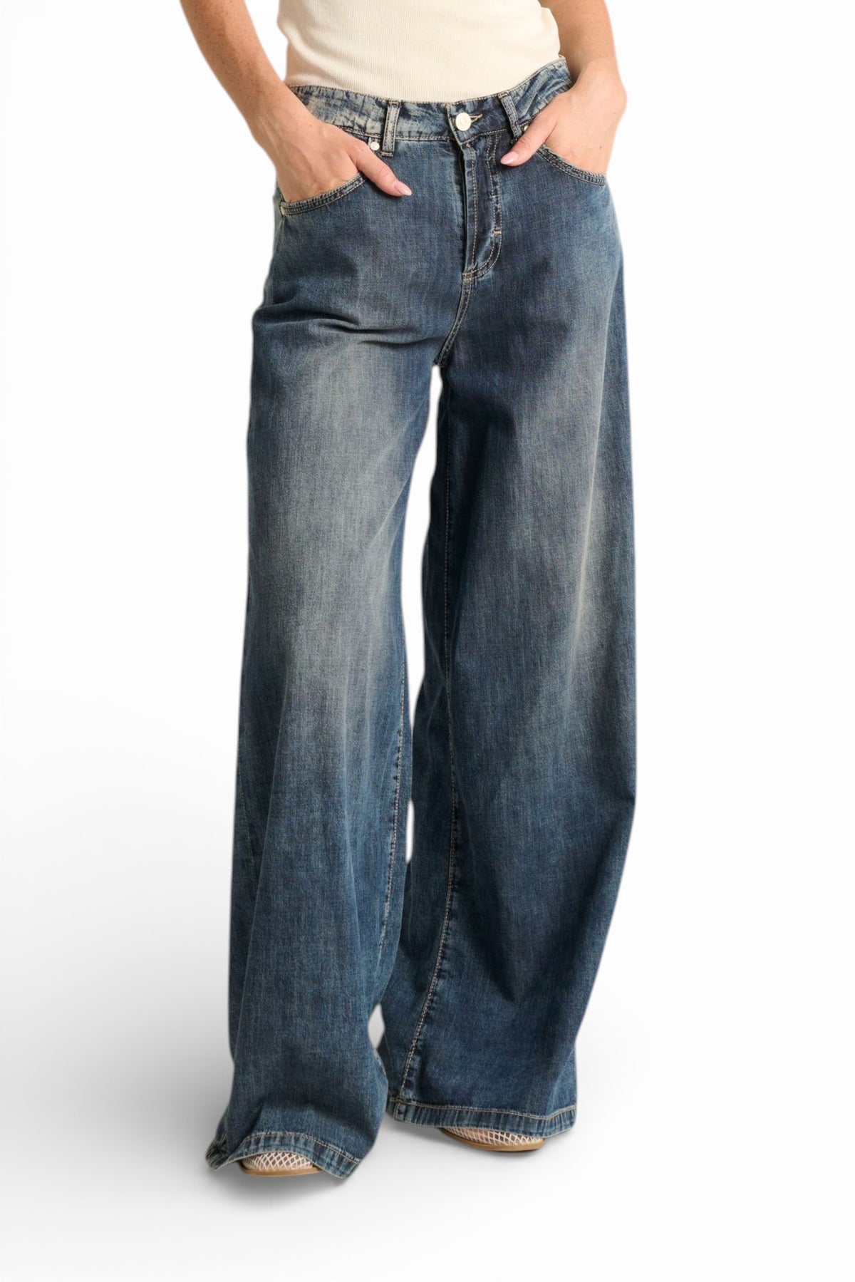Camila wide-leg jeans in chambray denim