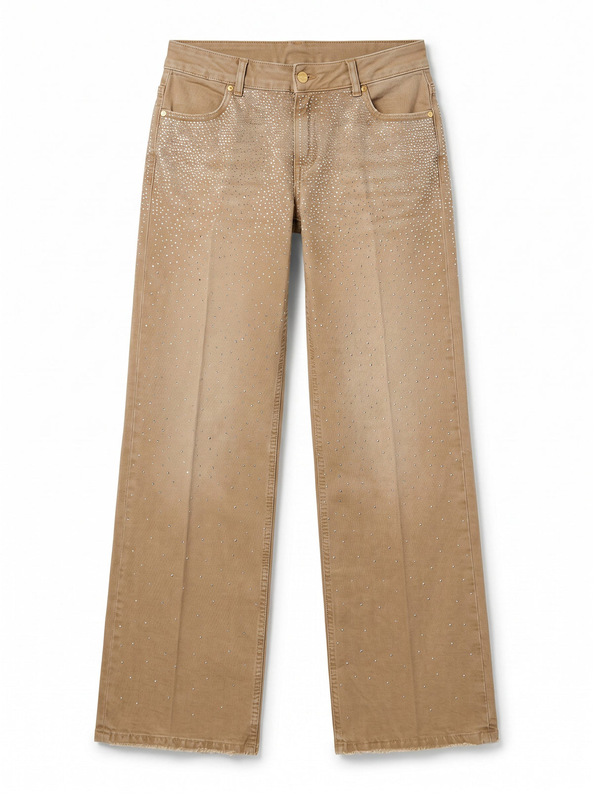 Star gabardine trousers with rhinestone appliqué