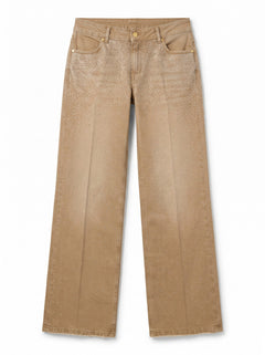 Star gabardine trousers with rhinestone appliqué